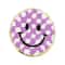 Purple Checker Smiley Face Iron On & Adhesive Patch by Make Market®